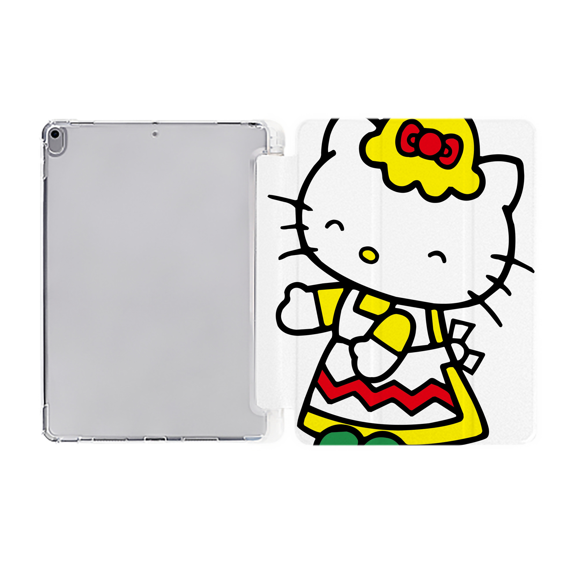 （画像用） Hello Kitty ハローキティ IPad ケース ペン収納付き 三つ折りスタンド PUレザー×シリコン 対応機種9.5/10.5/10.9インチ